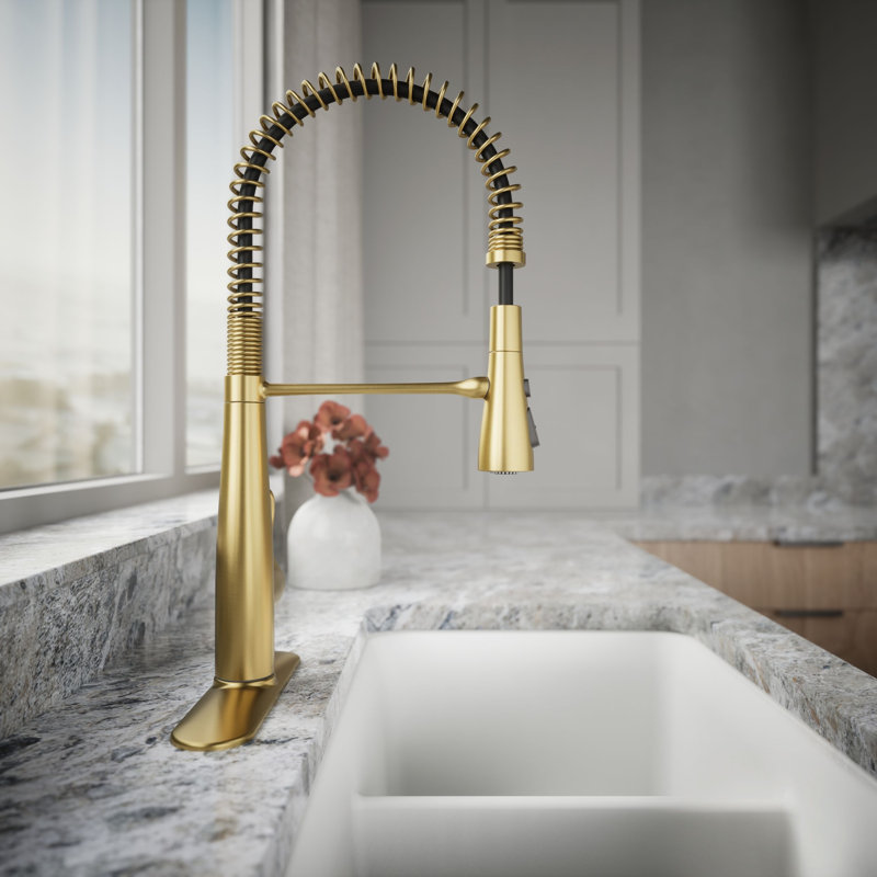 Kohler Simplice Single Handle Semi-Professional Pre-Rinse Kitchen Sink Faucet with Three-Function Pull Down Sprayer
