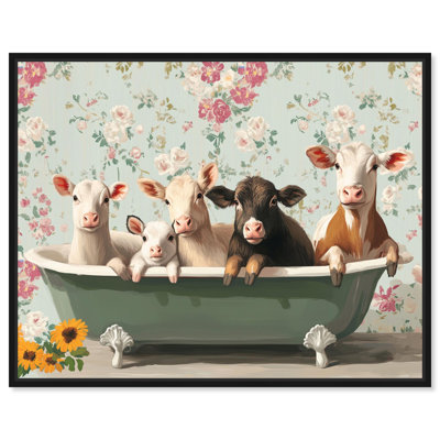 Bathtub Buddies Canvas Print Farmhouse Art by Art Remedy