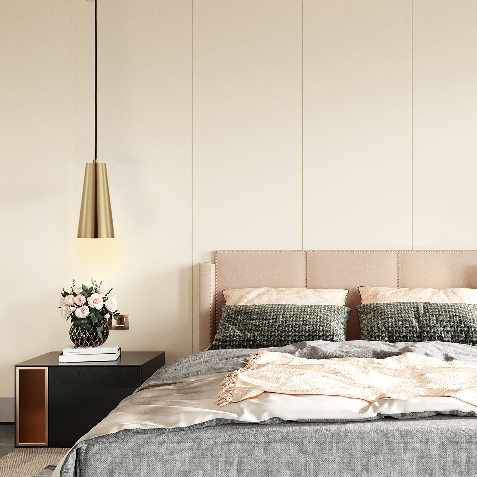 Deandra Single Light Metal Dimmable Pendant, Brushed Gold
