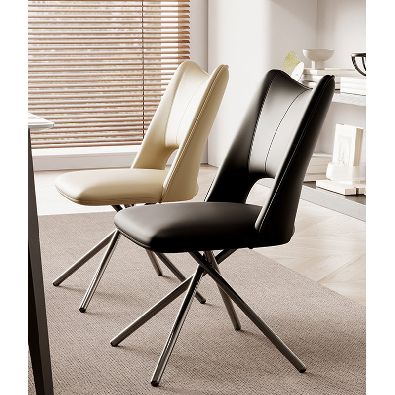 Chaise de salle à manger moderne et minimaliste en cuir, Noir