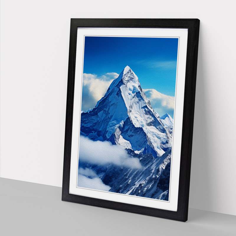 Mount Everest Constructivism - Single Picture Frame Print on Wood, Black Framed, 34cm H x 25cm W x 2cm D