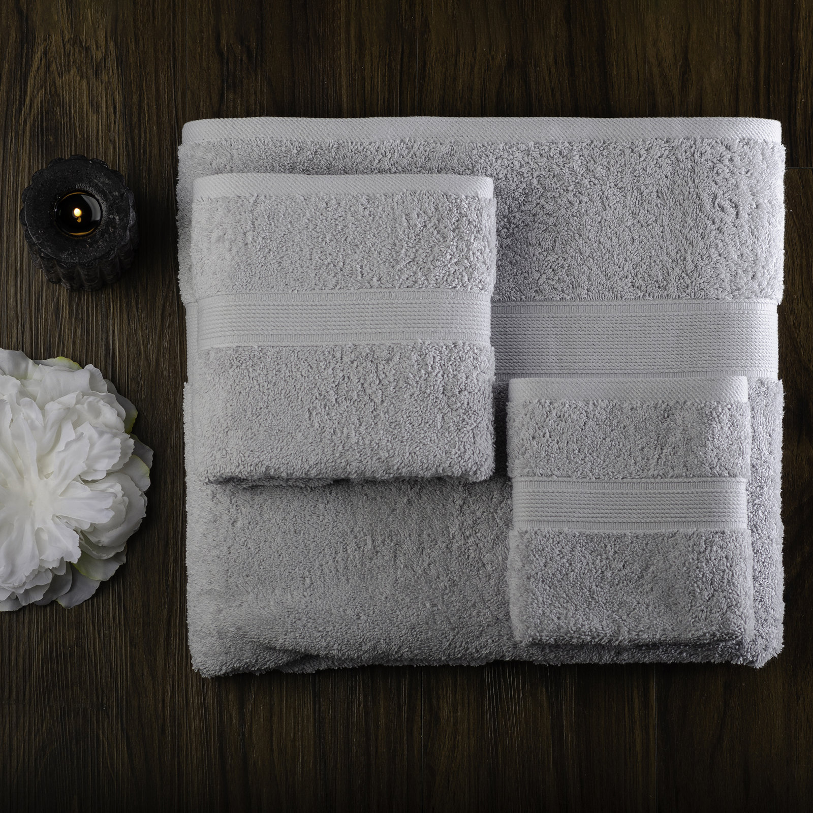 6-Piece Cotton Towel Set, Silver