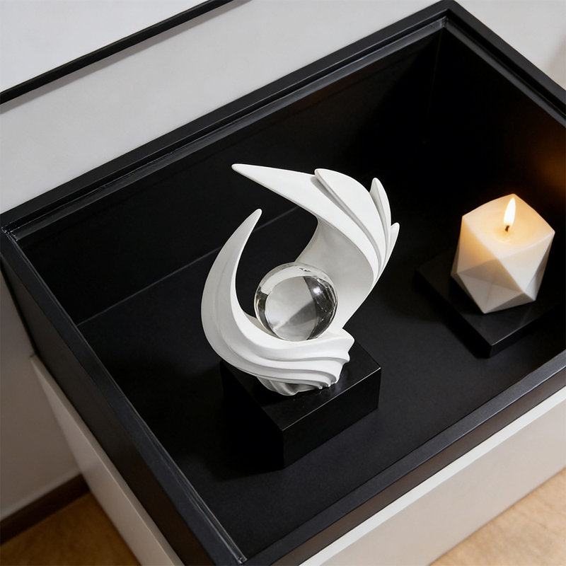 Artistic Decor Sculpture，Elegant Accent For Home & Office Spaces, White, 10.43" H x 4.92" W x 4.13" D