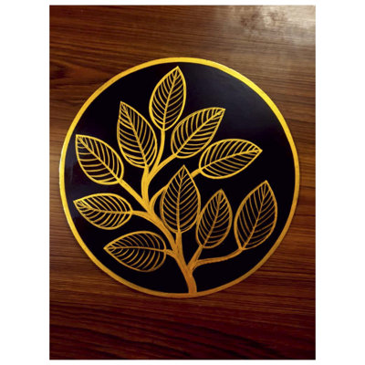 Peinture d'un morceau de branche avec des feuilles | Jagriti Bhardwaj, œuvre d'art sur bois MDF