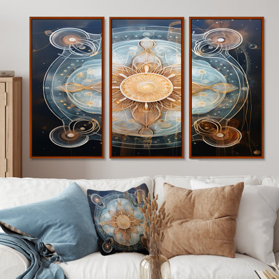 «Mystical Blue Flower - Boho Mandala», ensemble de reproduction d'art mural