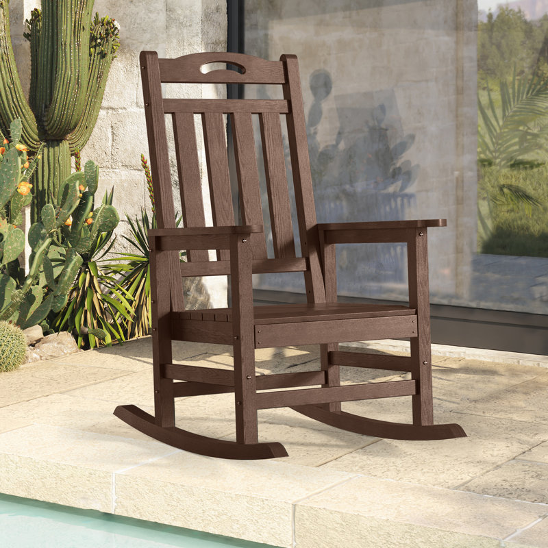 Chaise berçante d'extérieur en PEHD, Brun