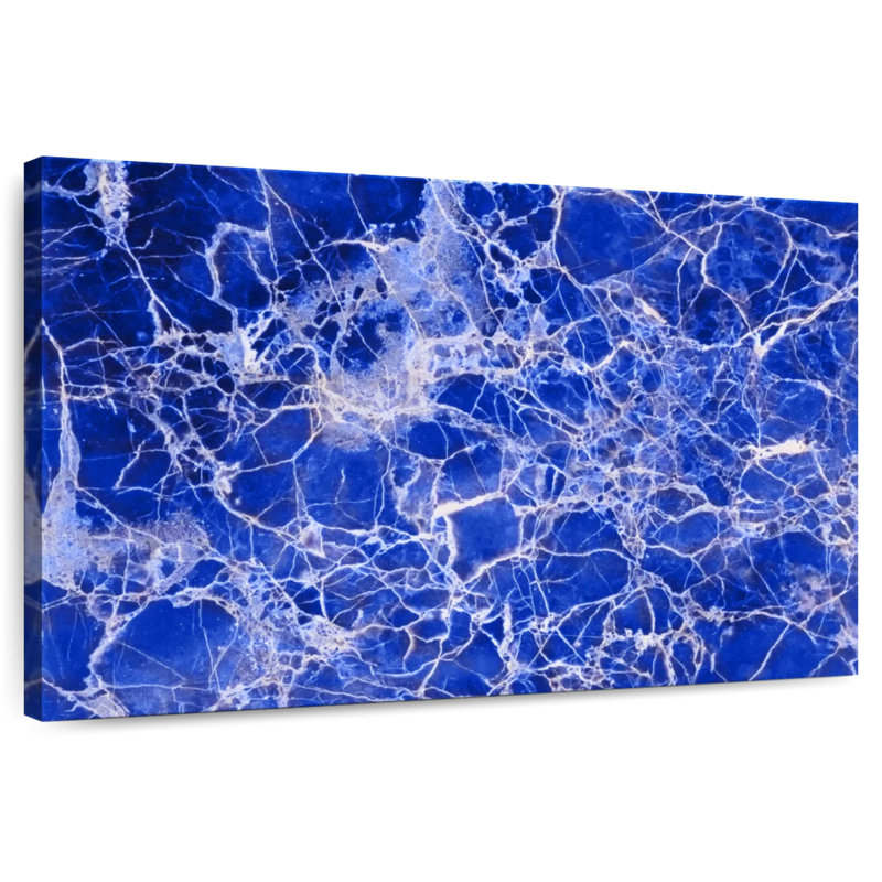 Avery Webbed Marble Blue Abstract, 16" H x 24" W