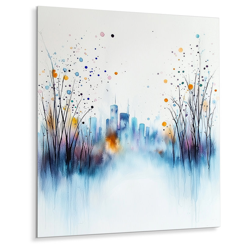Urban Flux Of Abstract New York At Night II - Modern Metal Wall Decor, Modern Metal Print, 44" H x 34" W x 0.84" D