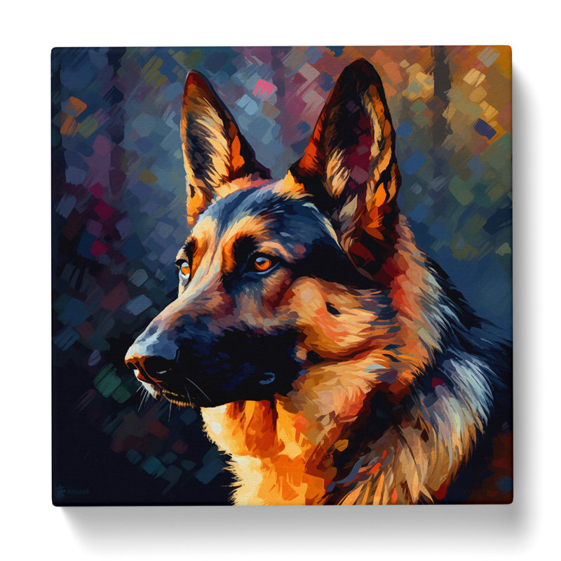 German Shepherd Post-Impressionism - No Frame Print, 50cm H x 50cm W x 3cm D