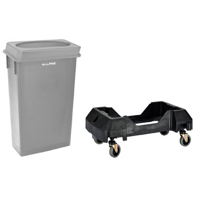 23 Gallon Recyling Indoor Commercial Trash Can with Drop Slot Lid and Dolly