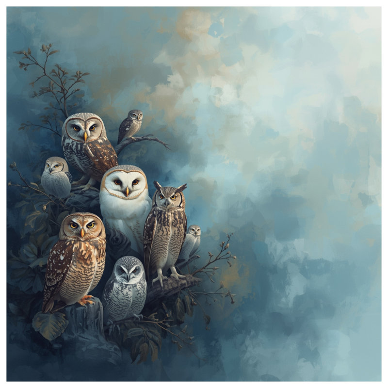Housses de couette Group of Owls, Lit simple