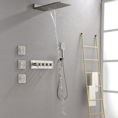 Système de douche complet à pression équilibrée avec valve brute