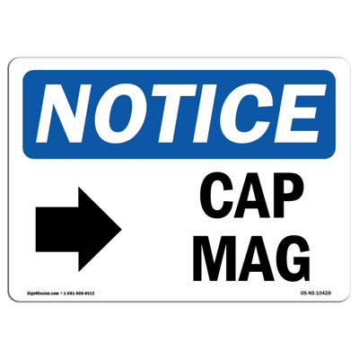 Cap Mag [Right Arrow] Aluminum Sign 12 x 18