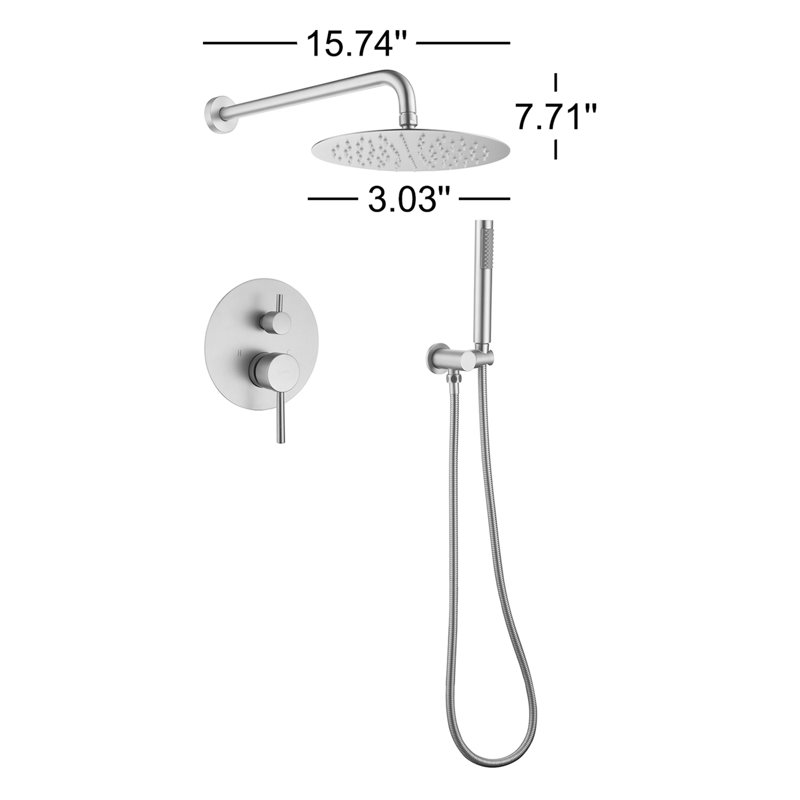 Shower Faucet with Rough-in Valve and Diverter, Brushed Gold