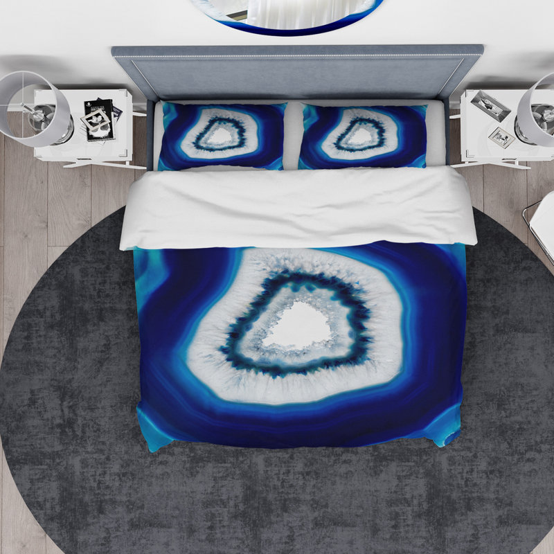 Ensemble de housse de couette en cristal designart slice of agate, Housse de couette très grand + 2 taies décoratives