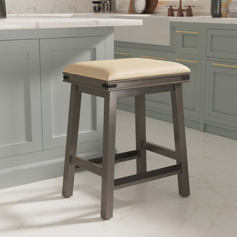 Tabouret Elowen, Tabouret de comptoir (siège d’une hauteur de 24, Gris / crème 2