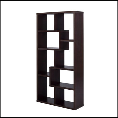 10-Shelf Cappuccino Finish Bookcase, Perfect for Organizing and Displaying Books and Decor in Any Room.