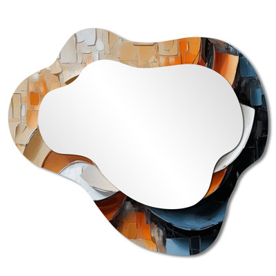 Ink Monochrome Echo I - Cubism Asymmetrical Wall Mirror, Modern Vanity Mirror, Printed on Metal