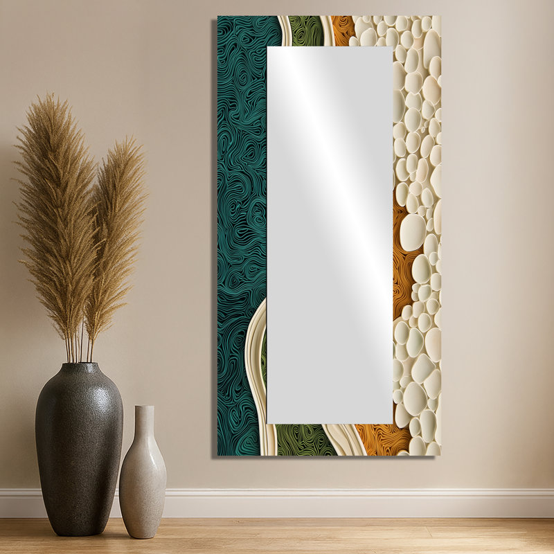 Biomorphism Earth Rhythm In Chaos I - miroir mural abstrait lyrique - imprimé sur métal, 28 po x 55 po