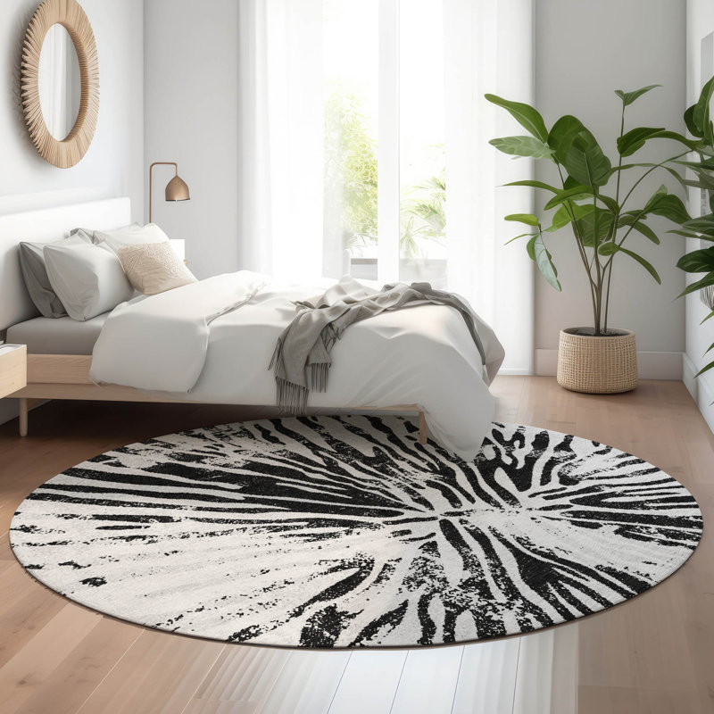 Tapis ivoire Prisco lavable à la machine de qualité supérieure, Rond 8 pi