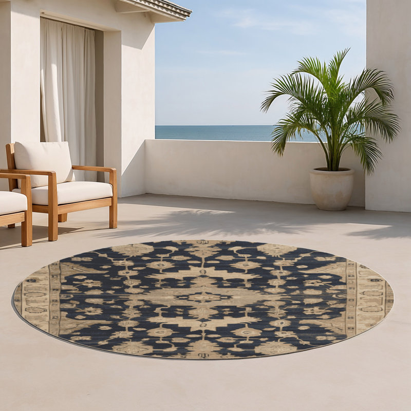 Tapis intérieur et extérieur brun Overdyed, Rond 5 pi