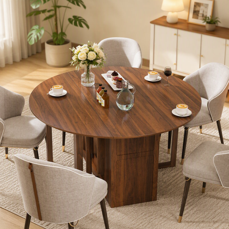 Table de salle à manger pliante ronde à abattants, table de salle à manger convertible peu encombrante, table pliante multifonctionnelle moderne pour les petits espaces, appartements