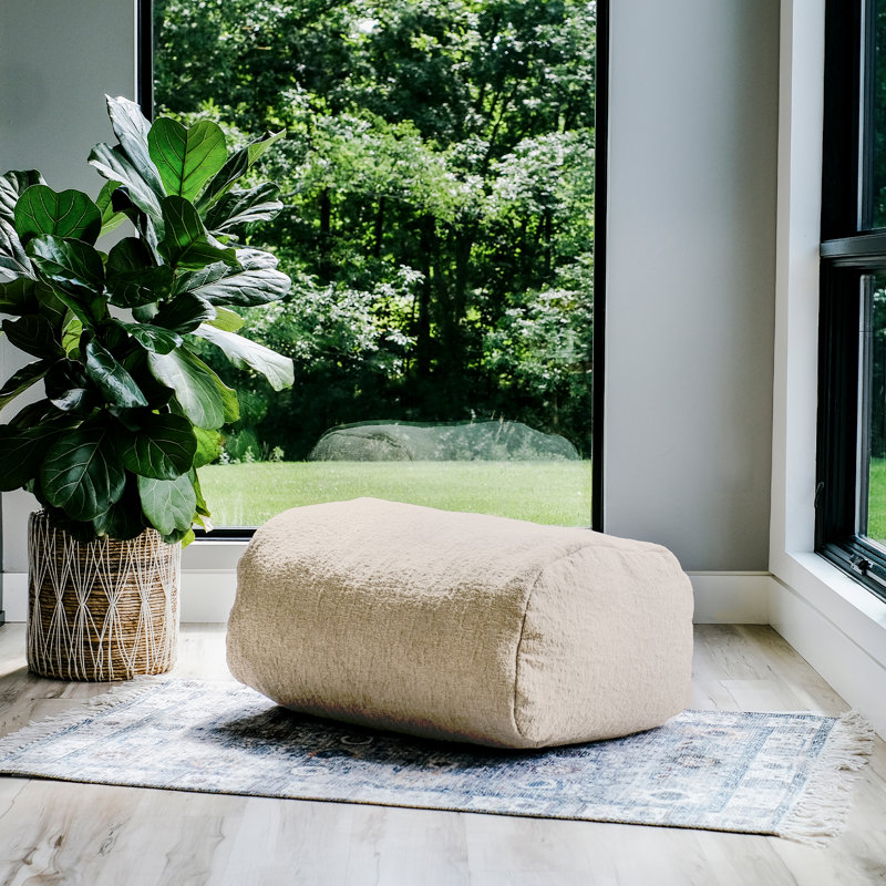 Big Joe Modora Bean Bag Ottoman Lounger, Birch Soft Boucle, Ottoman Only, Birch Boucle