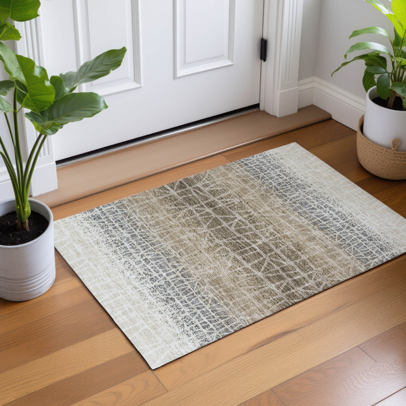 Tapis géométrique intérieur / extérieur lavable à la machine Raemoore ACN2404, Rectangle 1 pi 8 po x 2 pi 6 po