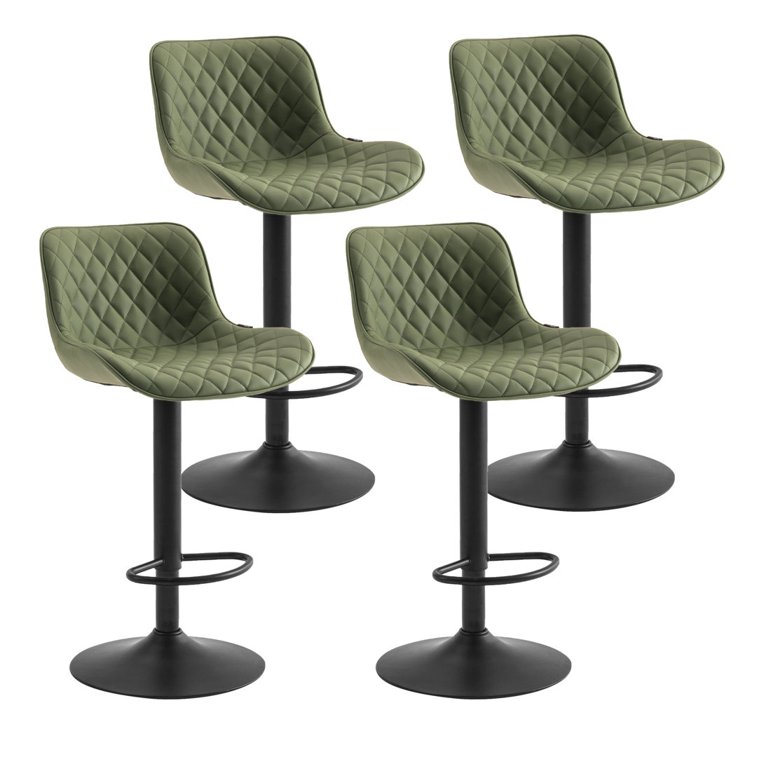 Lougene Swivel Adjustable Height Faux Leather Modern Bar Stools Upholstered Counter Stool (Set of 4) Corrigan Studio®