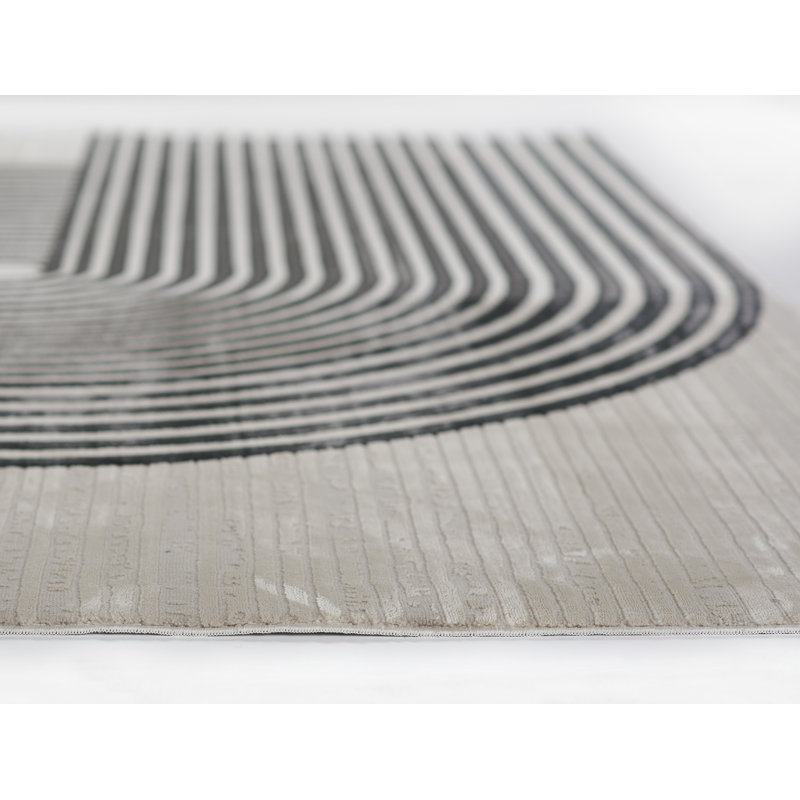 Xander Black Geometric Synthetic Area Rug, 3'11" x 5'7"