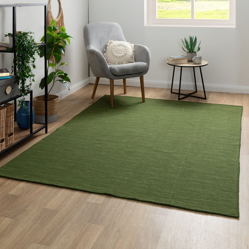 Poga Wool Hand Woven Area Rug, Rectangular 200 x 300cm, Green