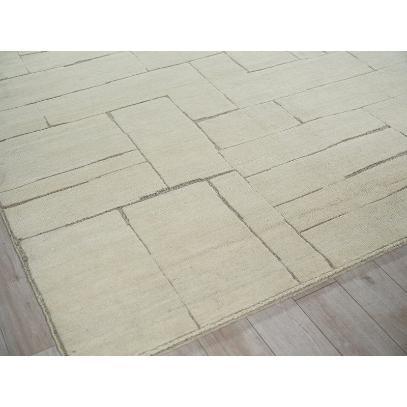 Mojave hand-knotted New Zealand Wool Ivory/Beige Area Rug, 6'X9'