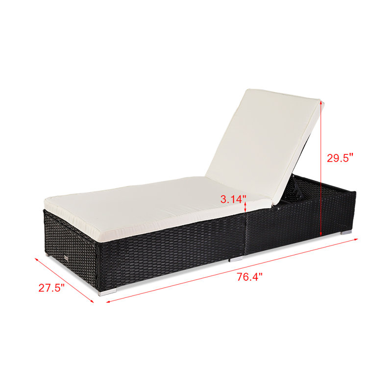 Coster Outdoor Wicker Chaise Lounge , Cushion Included, Black