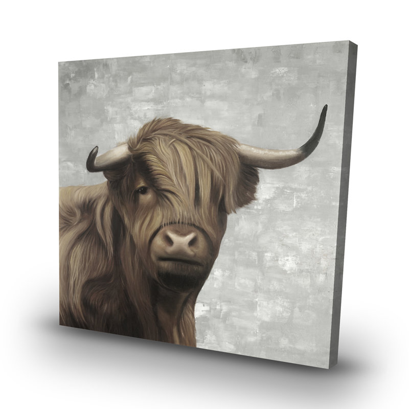 Desaturated highland cattle - 32"x32" art on canvas