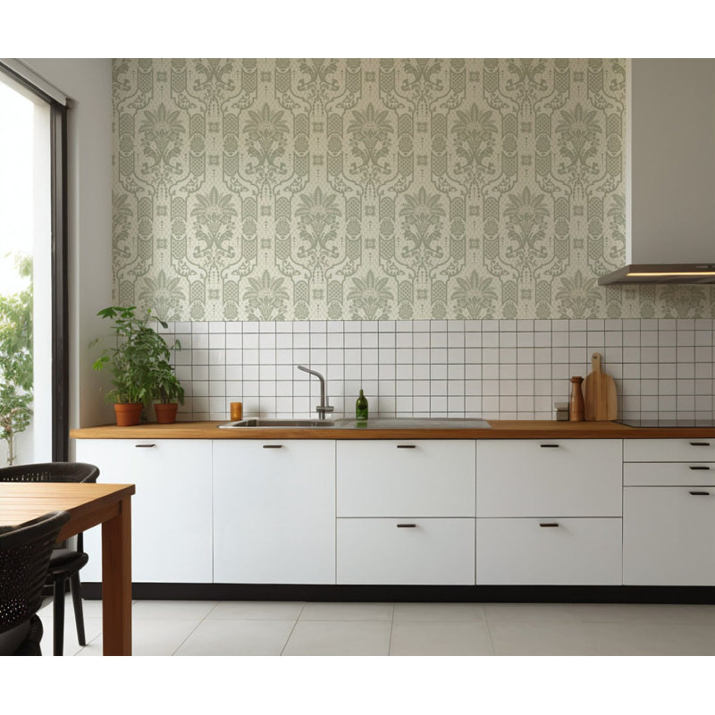 Columnar Bloom - Wallpaper, Champagne, Faux Grasscloth