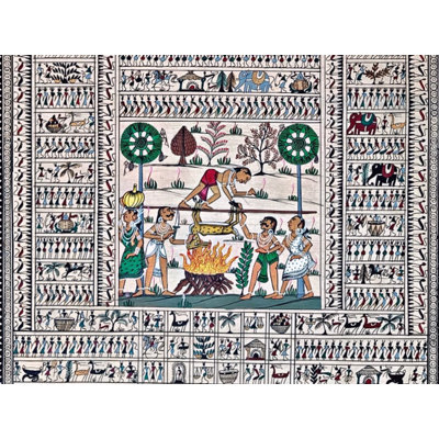 Social Life Of Warli | Natural Colors On Canvas | By Sachikant