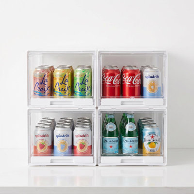 4 Pack Hat Organizer For Baseball Caps, Clear Hats Holder Box With Drawer, Large Cap Storage With Sliding Tray, Stackable Rack Display Case With Magnetic Door, Each Holds 12 Hats
