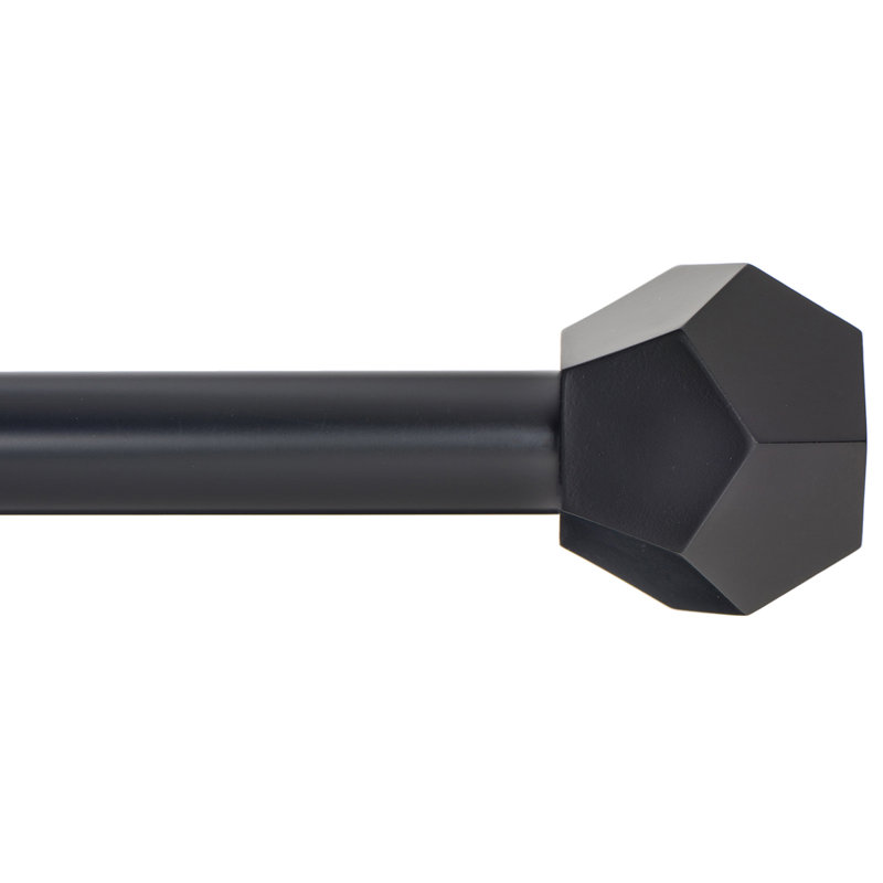  Tringle à rideaux pour fenêtre Drapery Traitement - Mât hexagonal à facettes de 1 pouce. 120 à 240 pouces noir, Noir