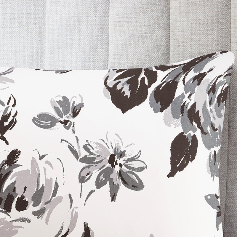 Édredon pleine grandeur à imprimé floral avec microfibre ultra douce noire et blanche, 2 taies décoratives, coussin décoratif pour lit simple TG, sur-imprimé, rembourrage, 1 taie décorative, coussins,