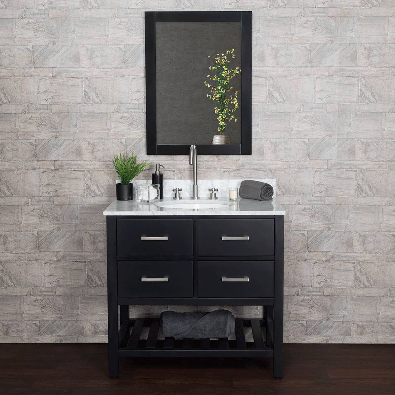 Base de meuble-lavabo simple 35 po seulement, Noir