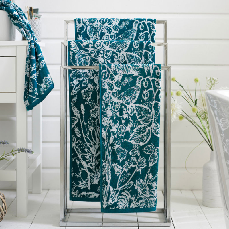 Secret Garden 550gsm Yarn Dyed Jacquard Comfort Co 100% Cotton Bath Towel, Teal, Bath Sheet - 1 Pack