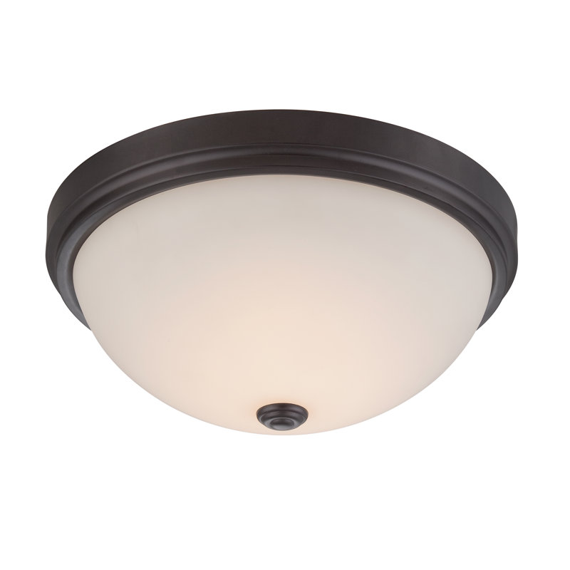 Kujawski Glass LED Flush Mount, Oil Rubbed Bronze, 6" H x 13" W x 13" D