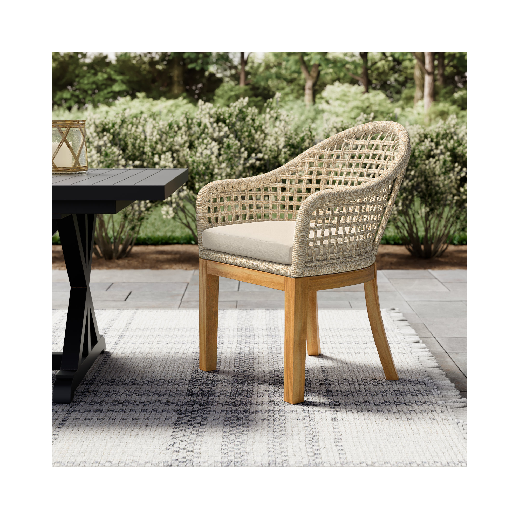Akiva Patio Dining Armchair with Sunbrella® Cushions