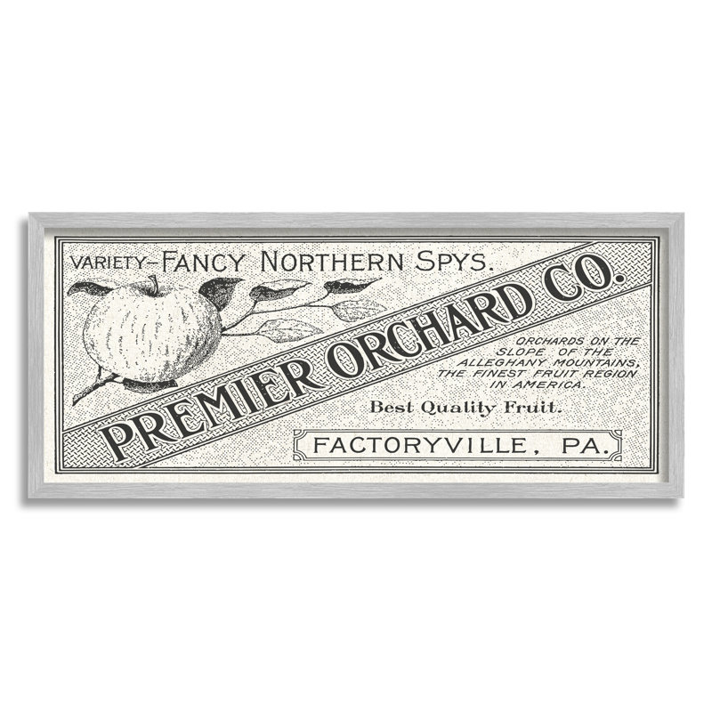 Art rétro "Vintage Orchard Co." par Antique - Art textuel, H 13 po x l 30 po, Estampe numérique Farmhouse