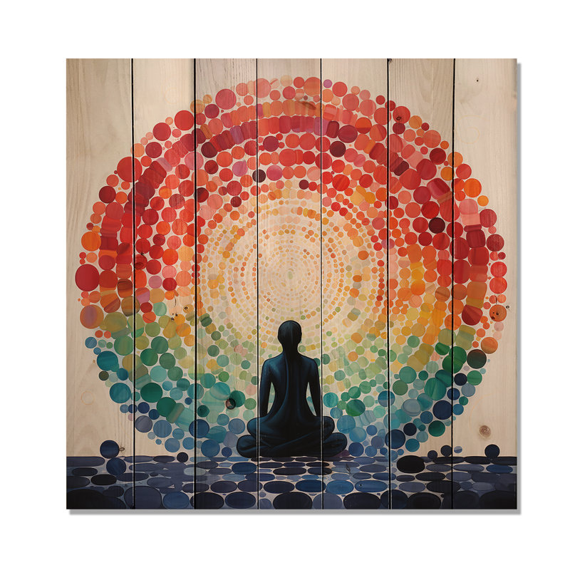 Jaracz, méditation colorée, harmonie d'esprit sur bois, H 15 po x l 15 po x P 0,78 po