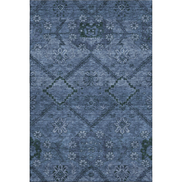 Premium Machine Washable Prisco Navy Rug