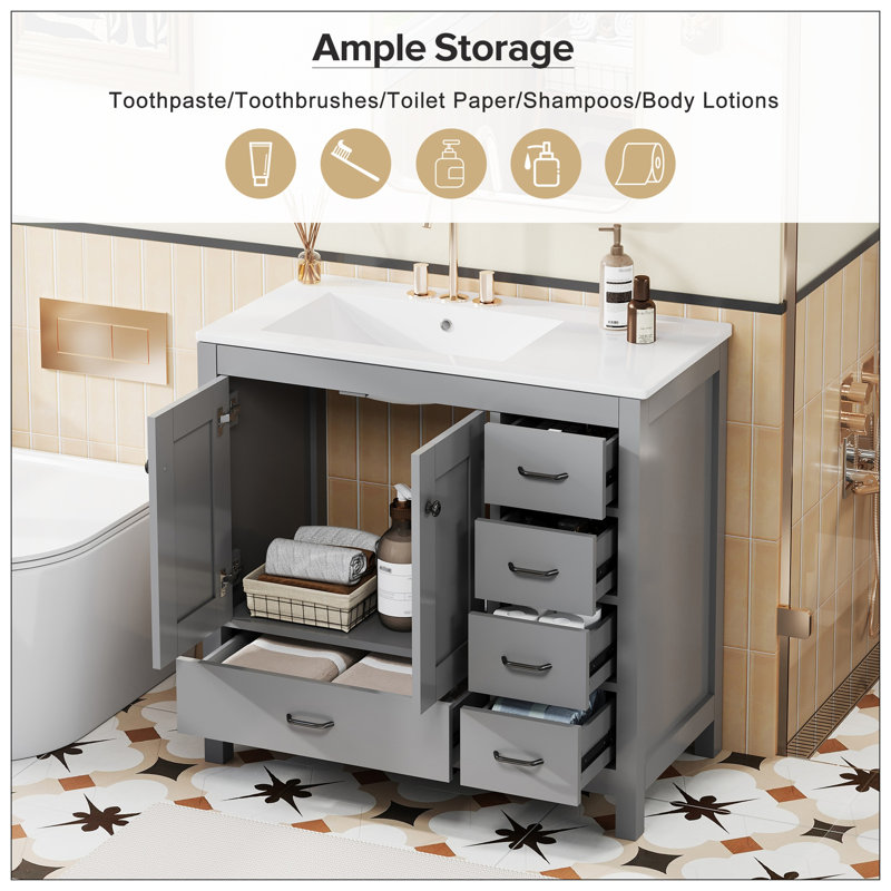 Meuble-lavabo pour salle de bain, Gris