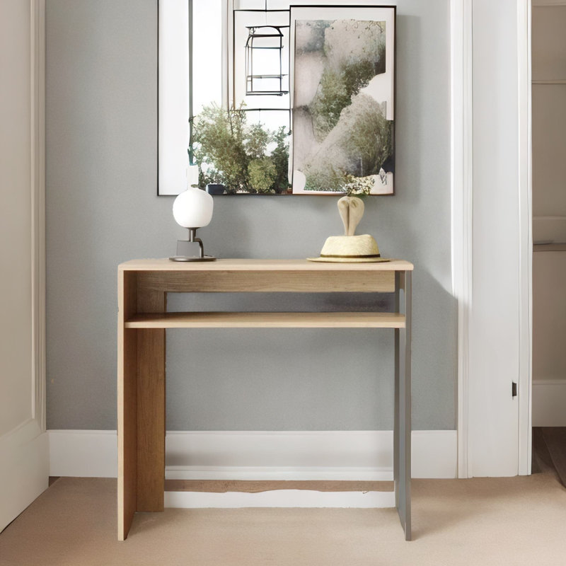 Pacquette 80cm Slim Narrow Console Table Entryway Hallway Furniture Living Room, Oak