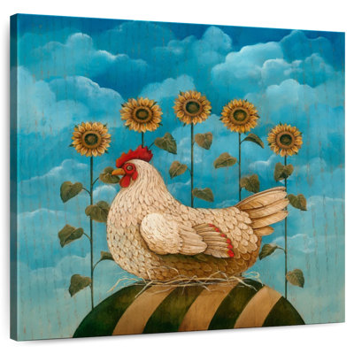 Corbeau de poulets et de tournesols