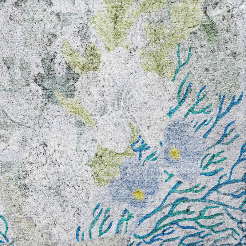 Premium Machine Washable Dream Shag ADS180 Coral Rug, Aqua, 5' x 7'6"